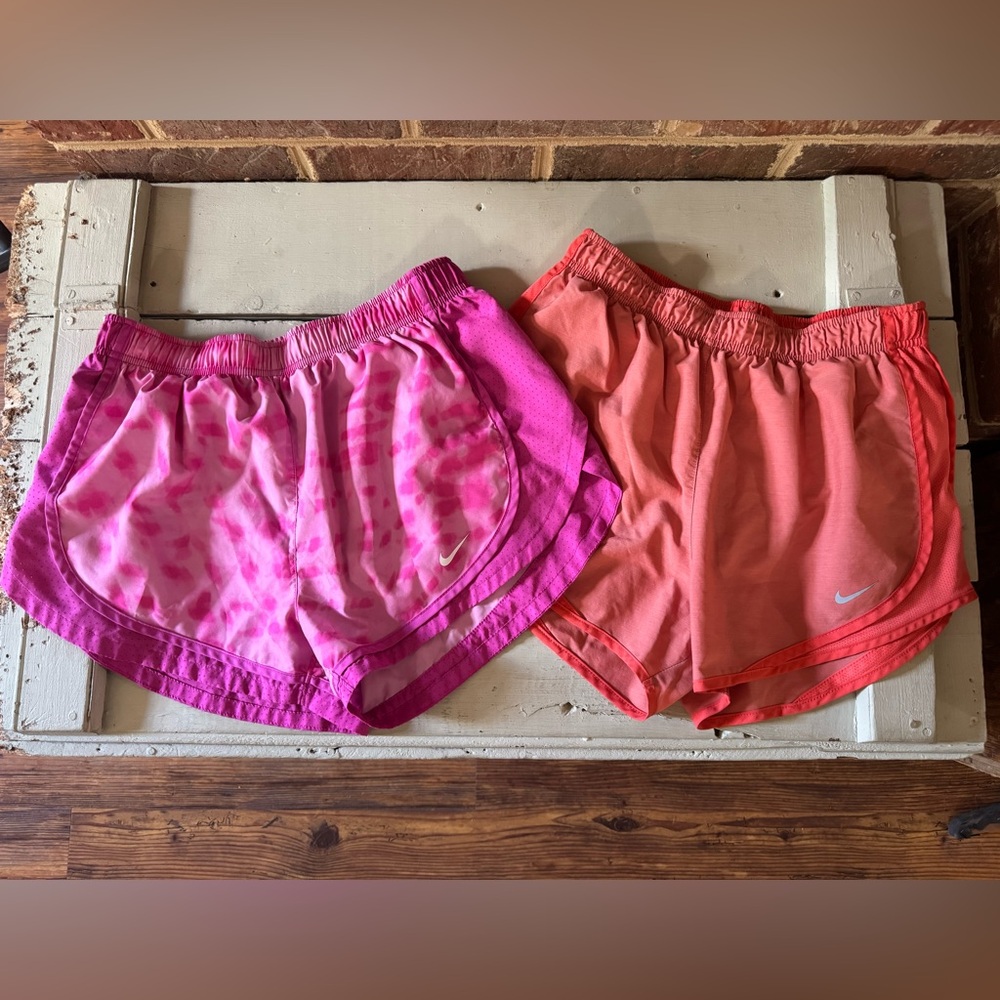 Nike Pink and Orange Athletic Shorts Lightweight Training - 2 pairs